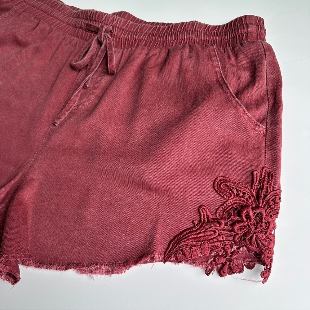 Knox Rose Burgundy High Waist Paperbag Shorts L - Picture 2 of 9